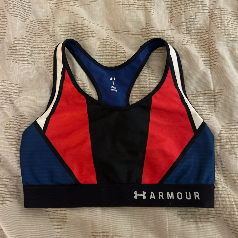 Under Armour Women's Colorblock Sports Bra - Red, White and Blue